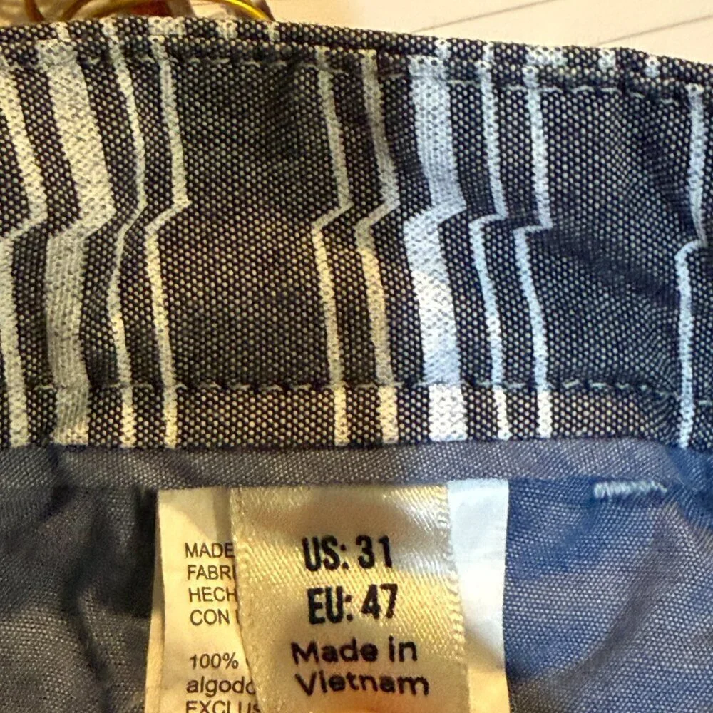 Original Penguin Striped Chino Shorts Men's 31 Gray Preppy Golf Outdoor 7.5